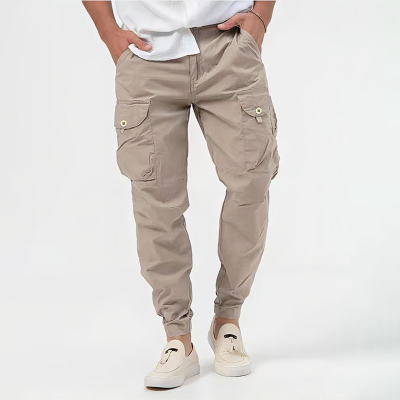 Men's Tapered Fit Cargo Trousers - Multi-Pocket & Elasticated Cuff