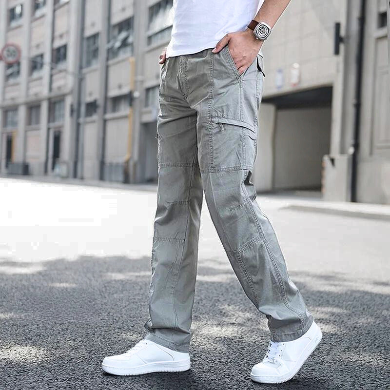 Men's Lightweight Cargo Trousers - Multi-Pocket & Straight Leg