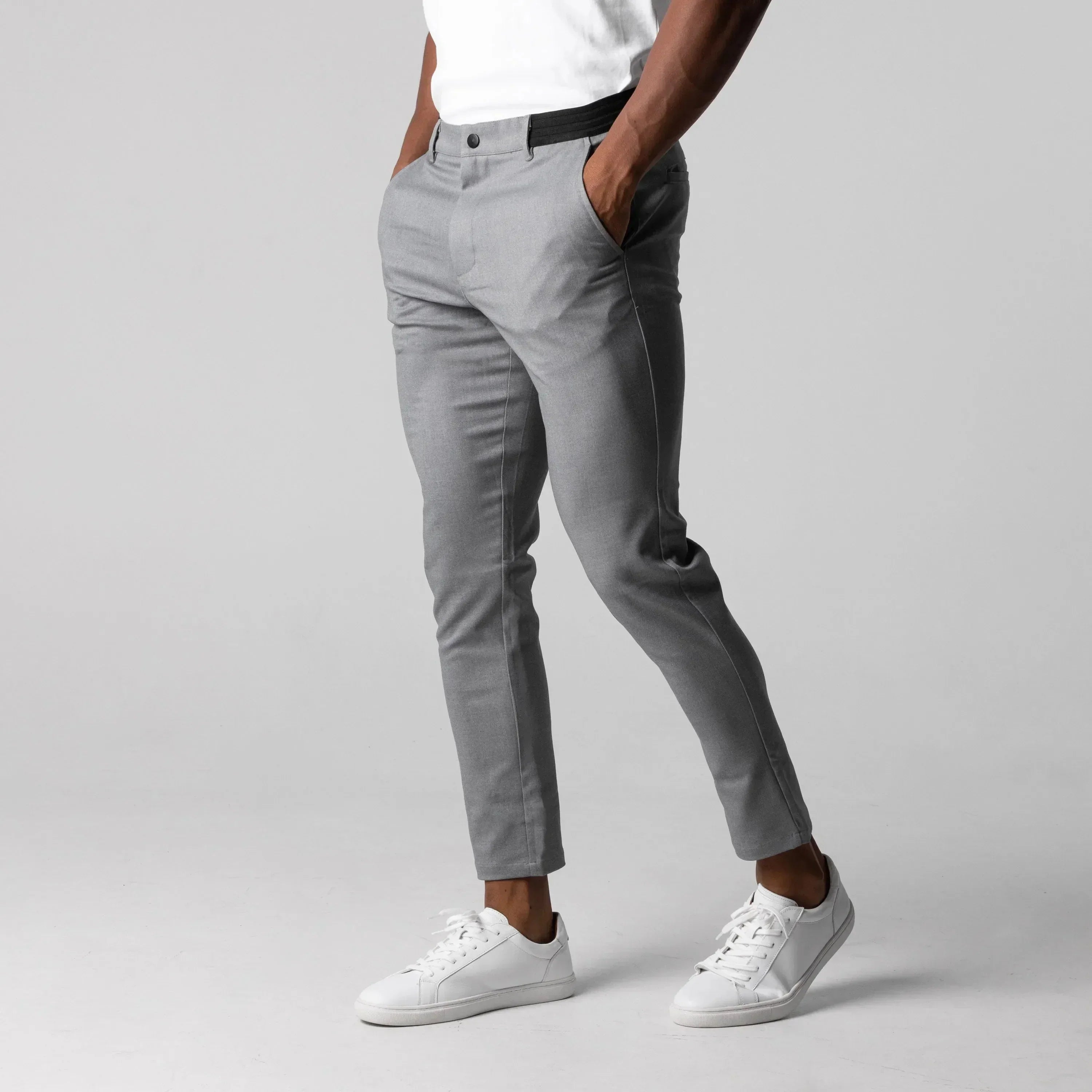 Men's Slim Fit Stretch Trousers - Tapered & Ankle Length