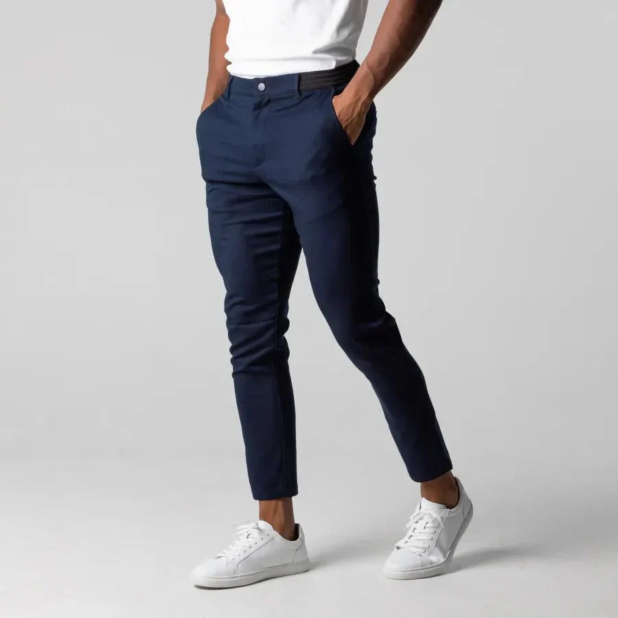 Men's Slim Fit Stretch Trousers - Tapered & Ankle Length