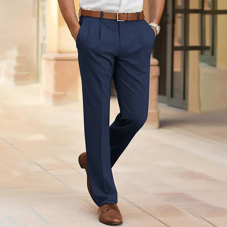 Men's Pleated Work Trousers - Tailored & Straight Leg