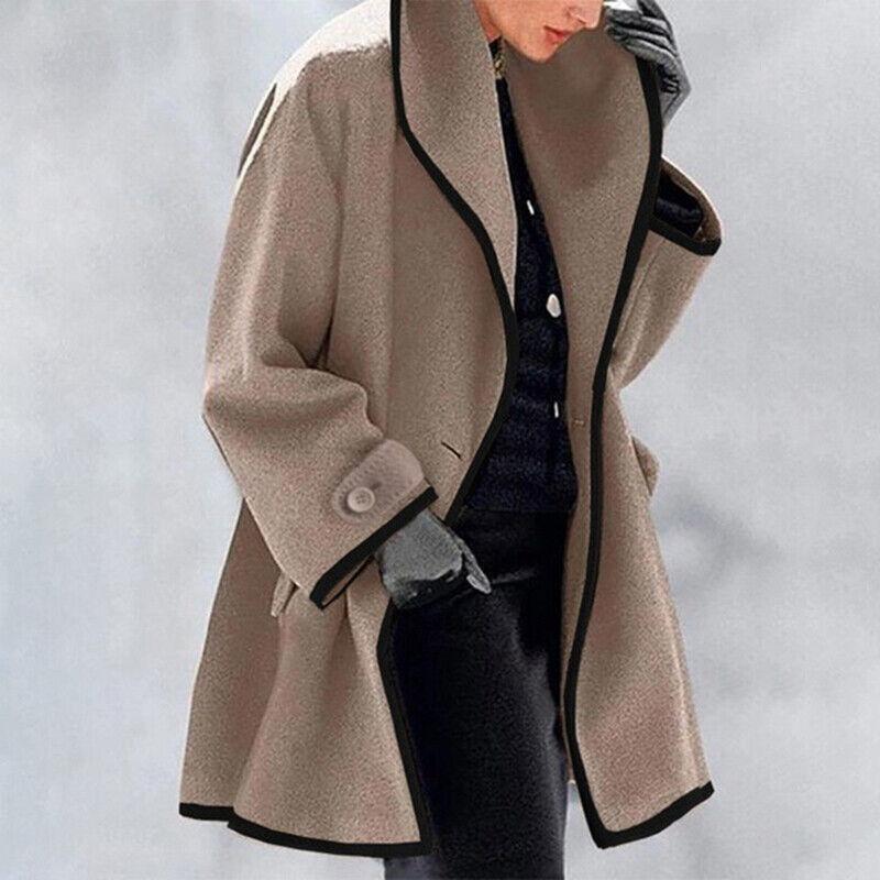 Women's Two-Toned Coat - Tailored Fit with Wide Lapel
